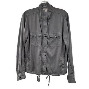 Byron Bay Women's Snap Up Lightweight Jacket Gray Size Small Pockets